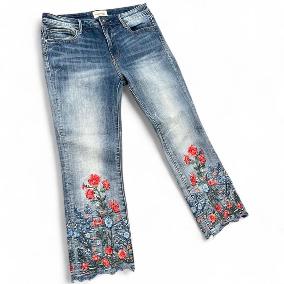 Anthropologie Driftwood Boho Embroidered Candace Jeans - Picture 1 of 8